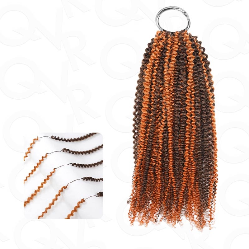 QVR Invisible Afro Kinky Curly Feather Crochet Hair Highlight #P2/30 Machine Made Human Hair Extensions Highlight #P2/30 3 Packs (Most People Choice) 14”
