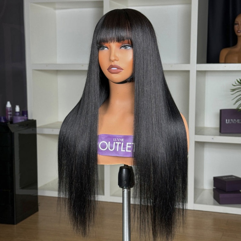 VIP ONLY | True Scalp Yaki Straight with Bangs Minimalist Lace Long Wig Breathable Cap 24