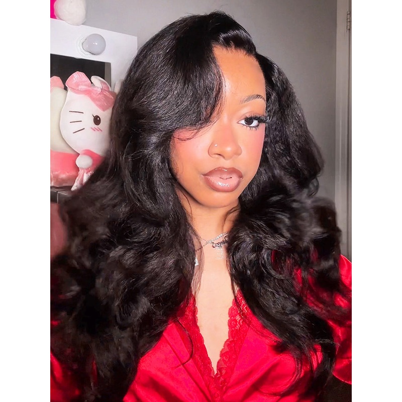 CurlyMe Pre-bleached Kinky Straight Hair Wear Go Glueless Wig 7×5 Pre-cut HD Lace Pre-plucked 12(bob)