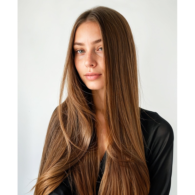 invisible clip-in hair extensions light brown. 14″ Classic