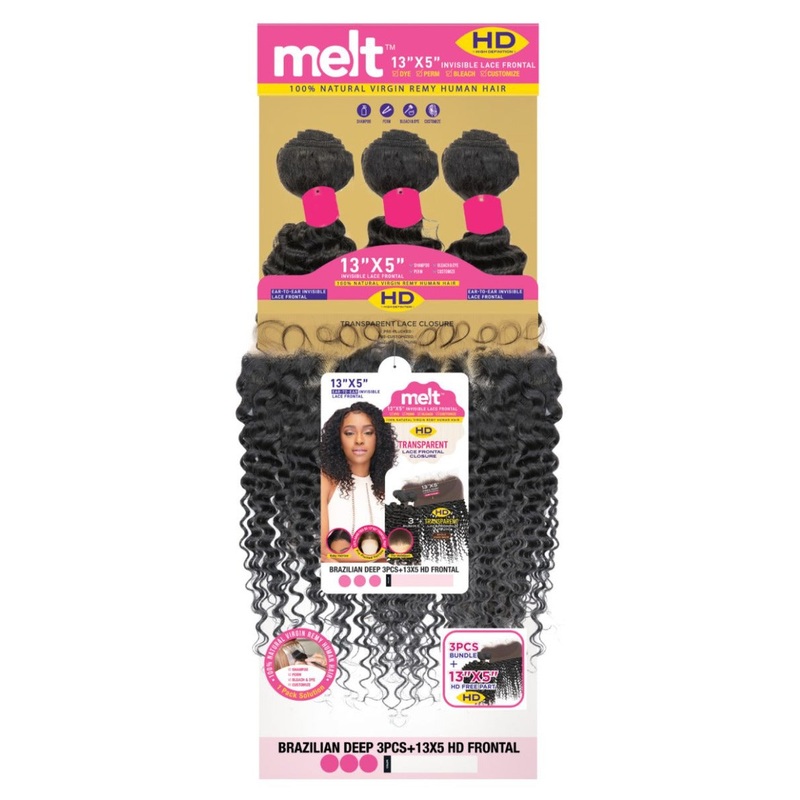 Janet Collection 100% Virgin Remy Human Hair Weave 3Pcs & 13X5 HD Lace Closure – BRAZILIAN DEEP 18″ 20″ 22″ NATURAL