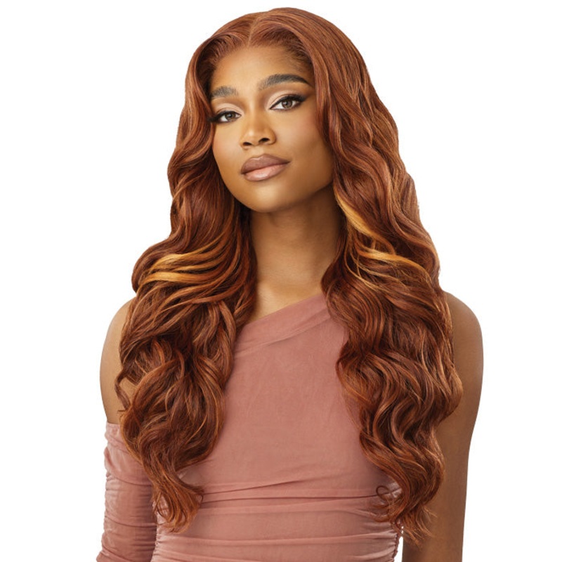 Outre 5×5 Lace Closure Wig 100% Human Hair Blend Glueless HD Lace Front Wig – HHB-GLAM CURLS 24″ DR2/VANICOC