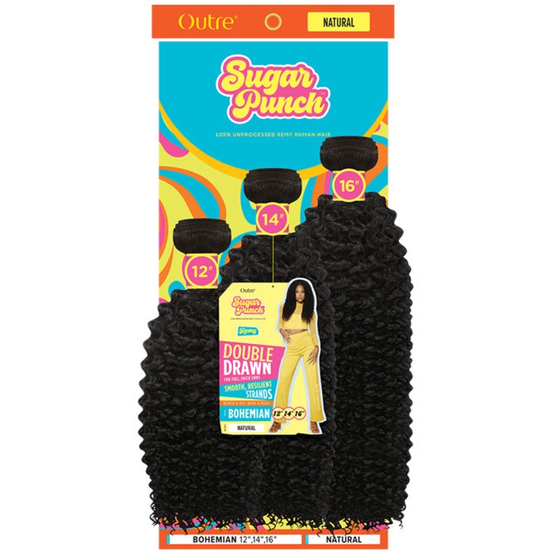 Outre Sugar Punch 100% Unprocessed Remy Human Hair Double Drawn Weaves – BOHEMIAN – Multi 10/12/14 NA