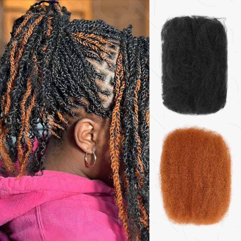 QVR 5 Packs Highlights Color Afro kinky Bulk For Braiding Dreadlock Hair Ginger Orange 1B 10 10+10 10 10