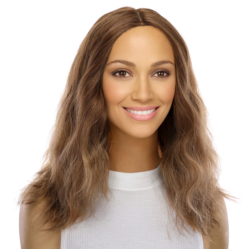 16″ Ponytail Silk Part Wig Light Brown Babylight Wavy Zig Zag Lace Front
