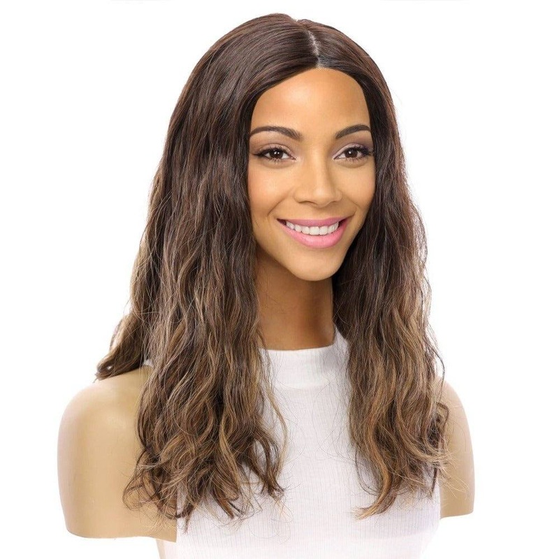 19″ Nicole Silk Top Wig Dark Brown Balayage Wavy Zig Zag Lace Front
