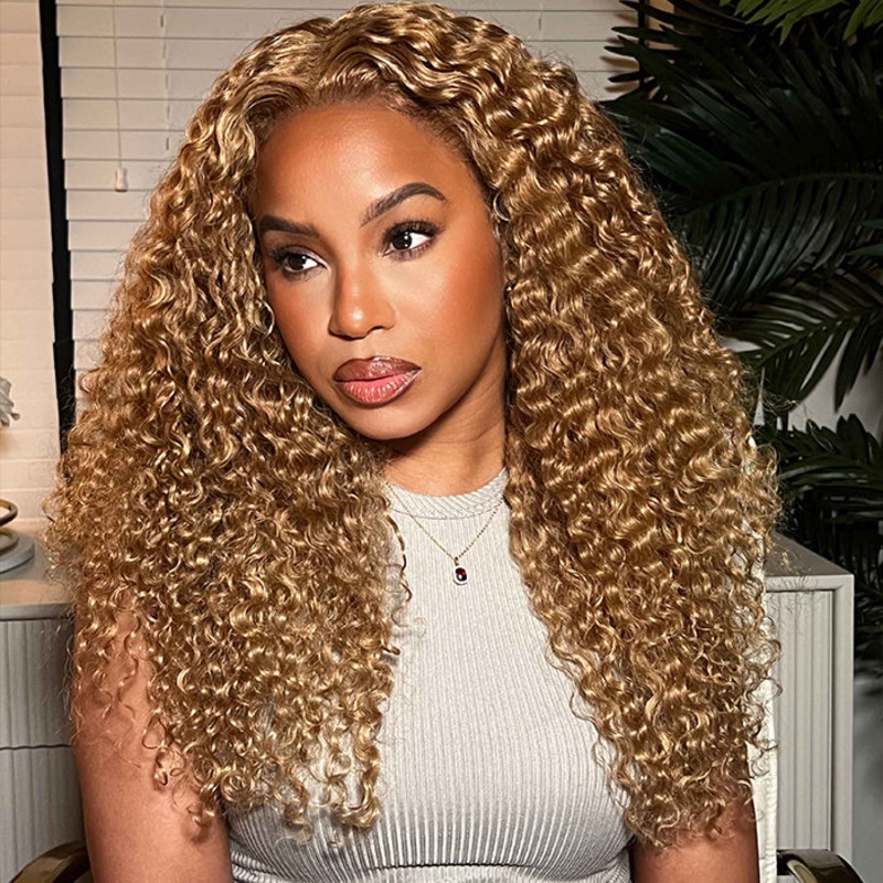 #27 Blonde Pre Plucked Real HD Lace Wigs 180% Density Deep Parting | VIP Special 16 13×5 T Part Lace Curly