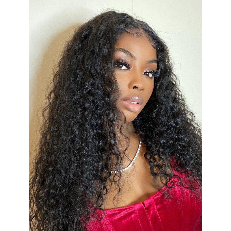 CurlyMe Natural Color Deep Wave Real Hair 5×5 Swiss Lace Closure Wigs Pre Plucked HD Lace 180% 8