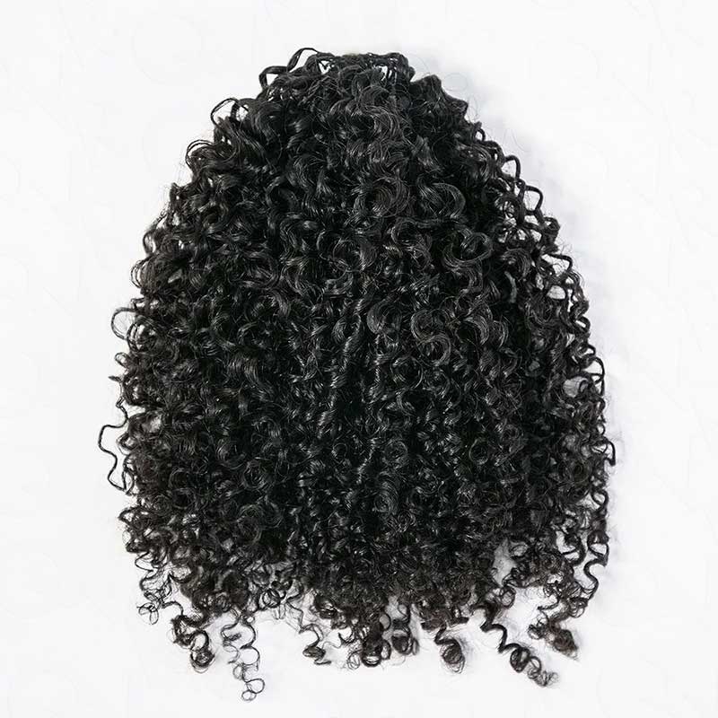 QVR Burmese Kinky Curly Crochet Hair Machine Made Natural Black Natural Curls Feather Human Hair Extension Burmese Kinky Curly 3 Packs (Most People Choice) 14”