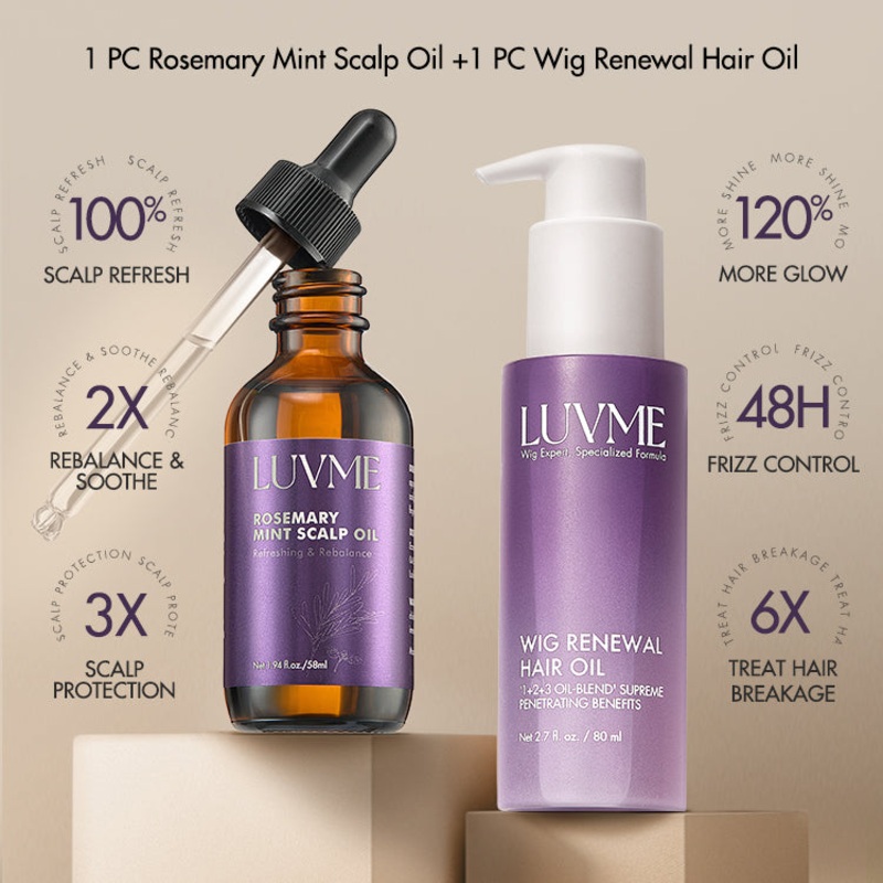 US Only – Luvme Rosemary Mint Scalp Oil + Wig Renewal Hair Oil 1 Set