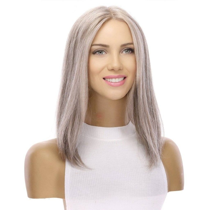 16″ Divine Lace Top Topper Champagne Grey Zig Zag Lace Front
