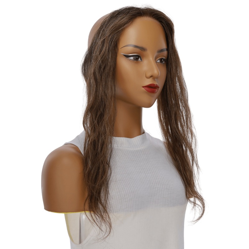16″ Hairline Topper #Dark Brown w/ Highlights Wavy 3 cm