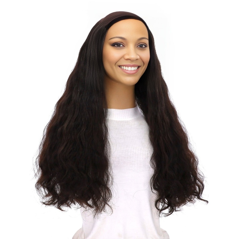 24″ HatFall Wig Soft Black Wavy Open Wefted