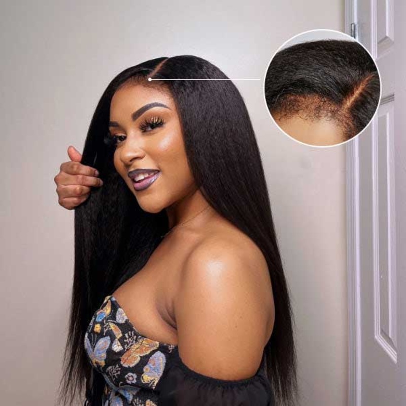 4C Edges 5×5 Transparent HD Lace Closure Wigs Kinky Straight Hair 12 180% Transparent Lace