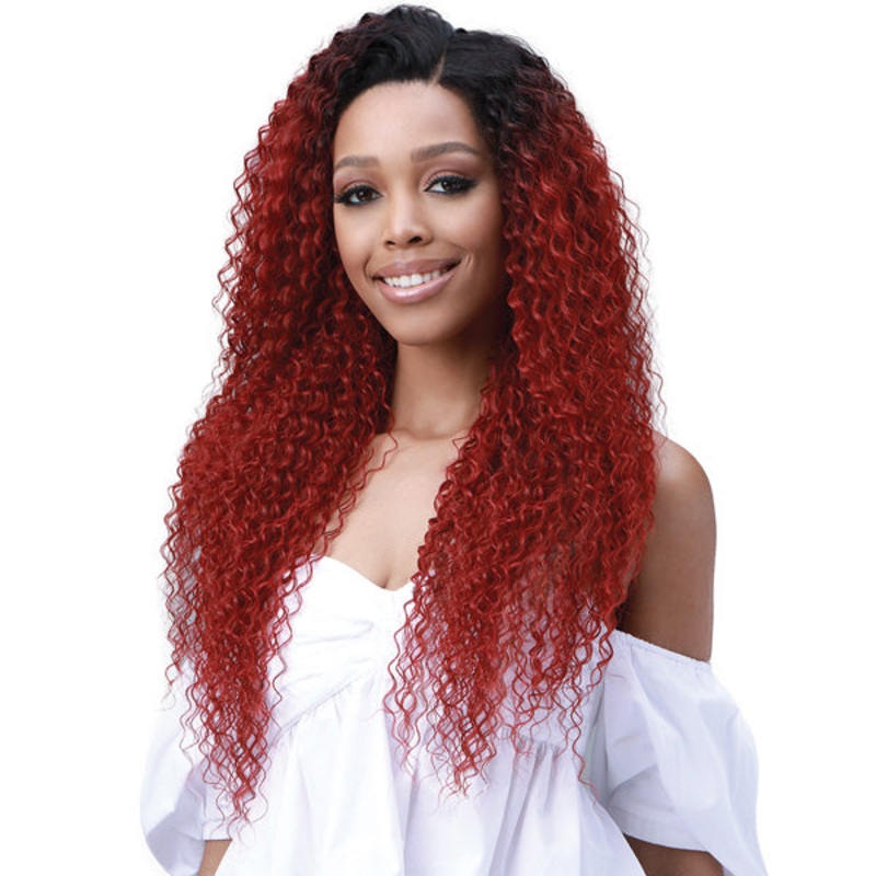 Bobbi Boss Human Hair Blend Miss Origin 13×6 Swiss Lace Frontal Wig – MOGLWJE26 JERRY CURL 26 TTNAT/WHT