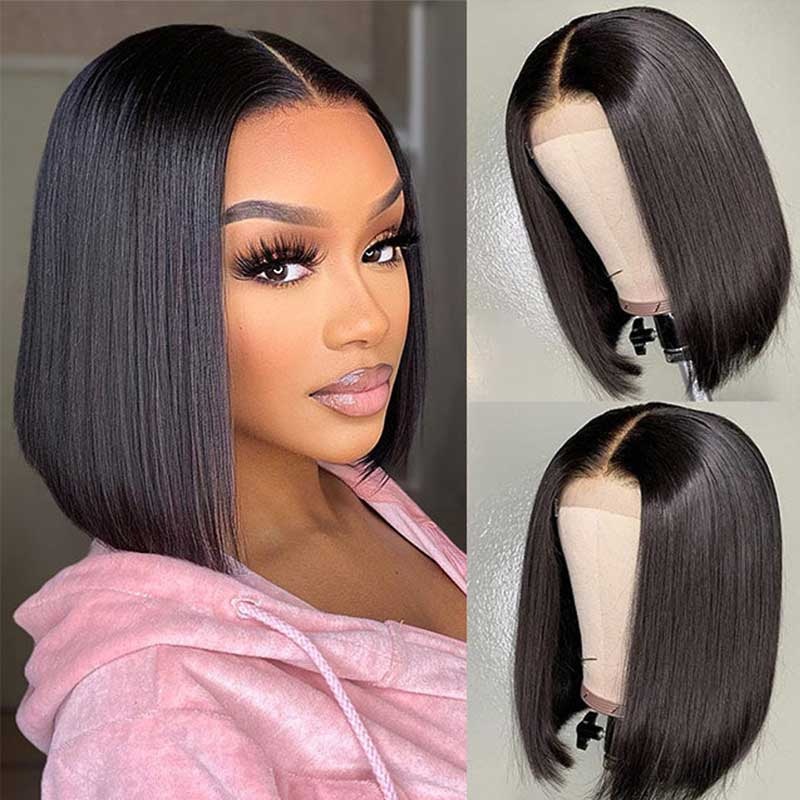 50% OFF| Glueless Straight 5×5 Lace Short Bob Wigs Straight 8” 5×5 Lace(Pre-cut)