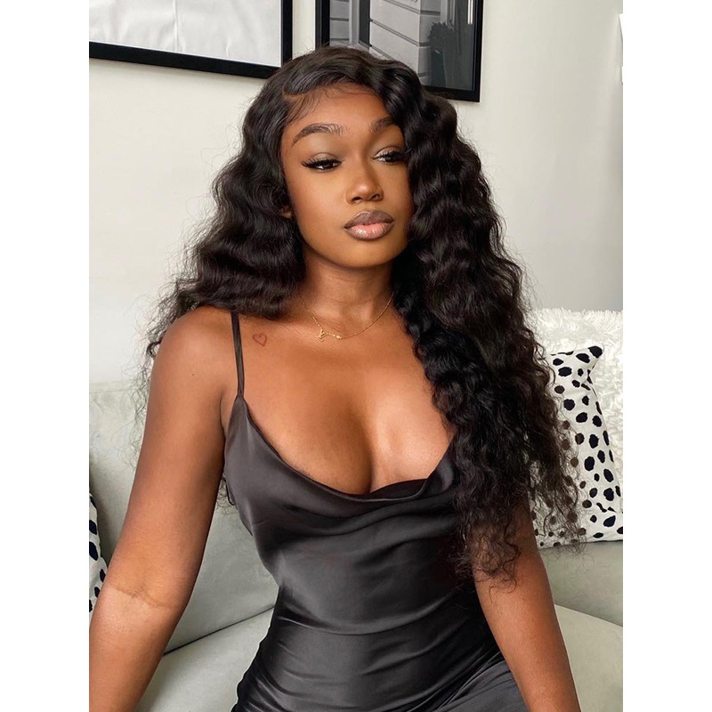 CurlyMe Pre-bleached 13×4 Swiss HD Lace/Transparent Lace Wigs Loose Deep Wave Hair Lace Front Wigs 180% Transparent Lace 8(bob)