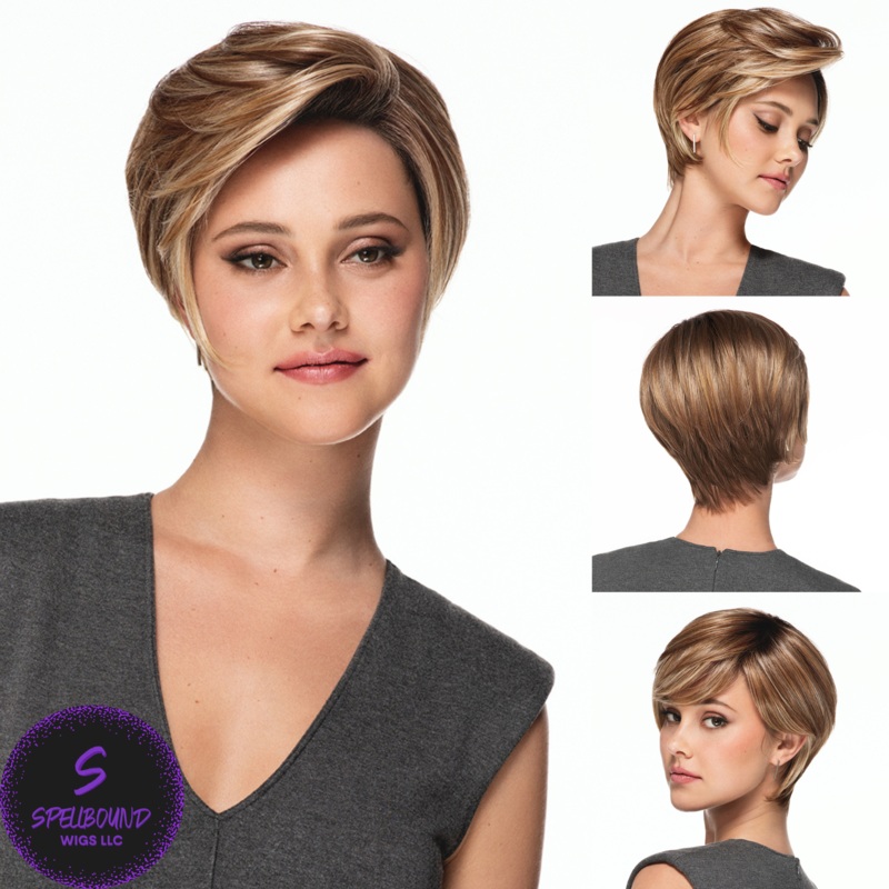 Pixie Lite – Look Fabulous Collection by TressAllure EL12/22/8 – Light golden brown + gold blonde highlights with medium brown root