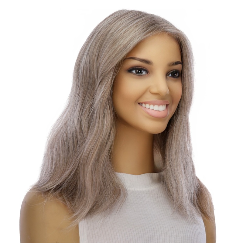 16″ Divine Lace Top Wig Champagne Grey Zig Zag Lace Front