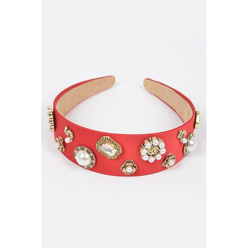Bejeweled Pearl And Crystal Headband Black O/S