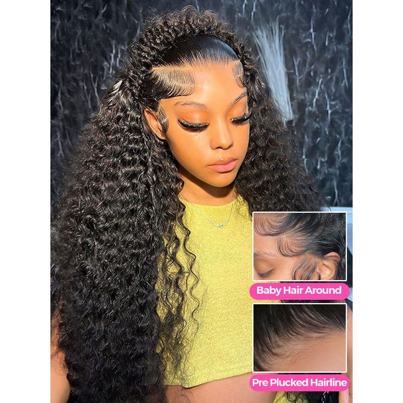 CurlyMe Water Wave Human Hair 13×4/13×6 Swiss Lace Front Wig Pre Plucked 13×4 22 Only$119