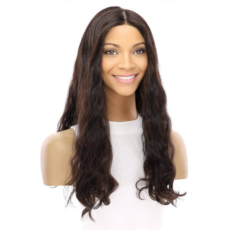 22″ Princess Silk Top Wig Soft Black Wavy Zig Zag Lace Front