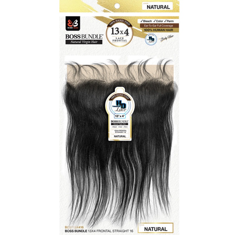 Bobbi Boss Bundle 100% Virgin Human Hair 13X4 HD Lace Closure – STRAIGHT 16″ NATURAL