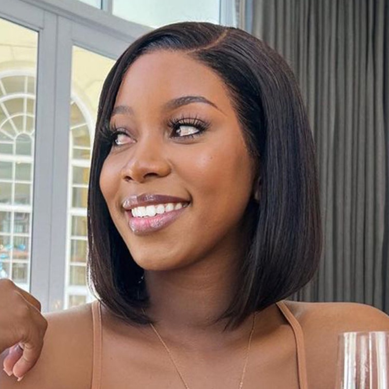 Glueless 13×4 Frontal Lace Ear to Ear Silky Straight C Part Bob Wig Pre-bleached – US Only 10 inches No