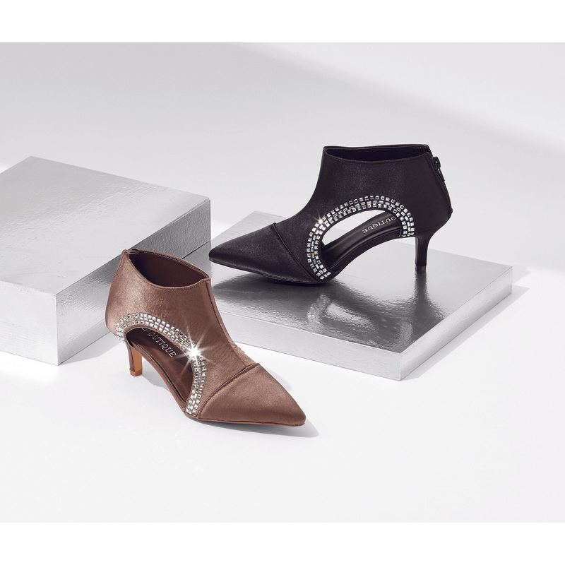 Jeweled Curves Open-Sided Booties by EY Boutique CHOCOLATE 10M