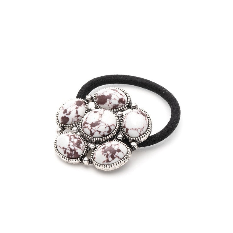 Stone Flower Iconic Hair Tie White O/S