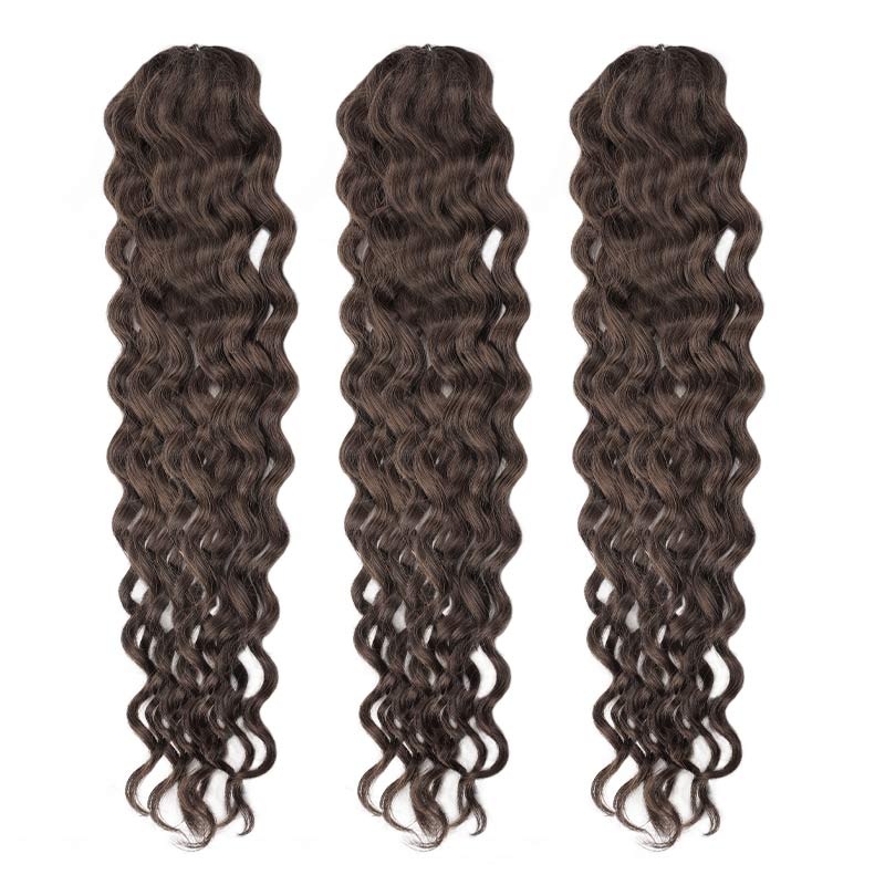 CLEARANCE SALE| Deep Brown #2 Color Water Wave Crochet Braid Human Hair Extensions Deep Brown #2 24″ 24″ 24″