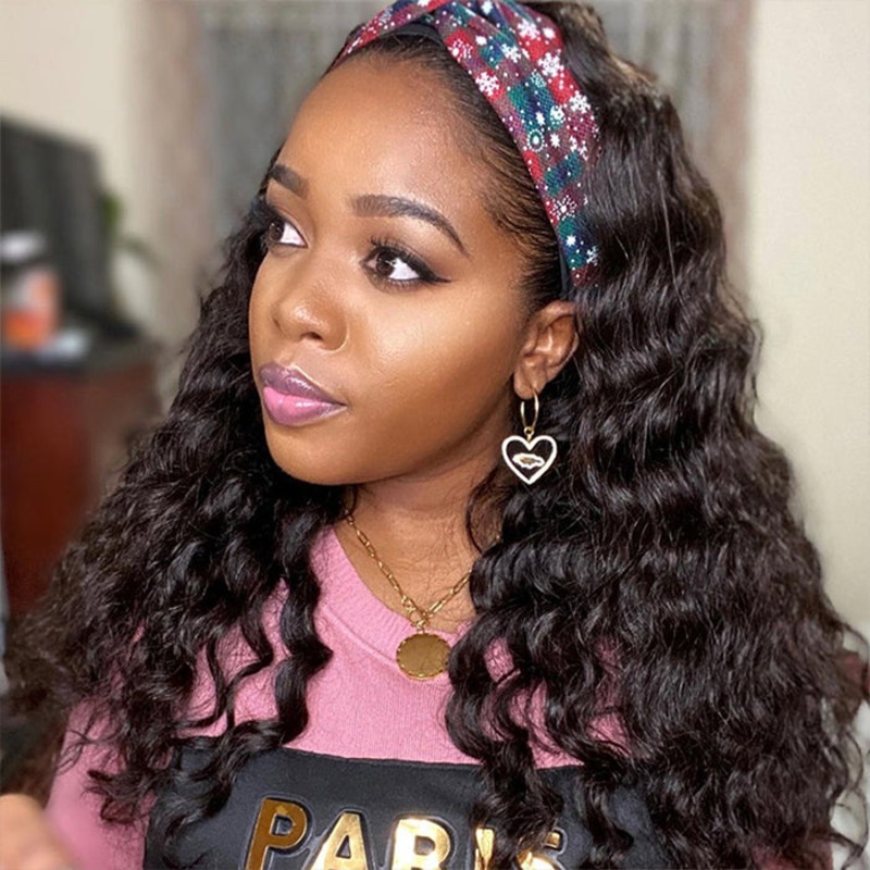 Loose Wave Headband Wigs Human Hair Wigs With Various Headbands 10 150%