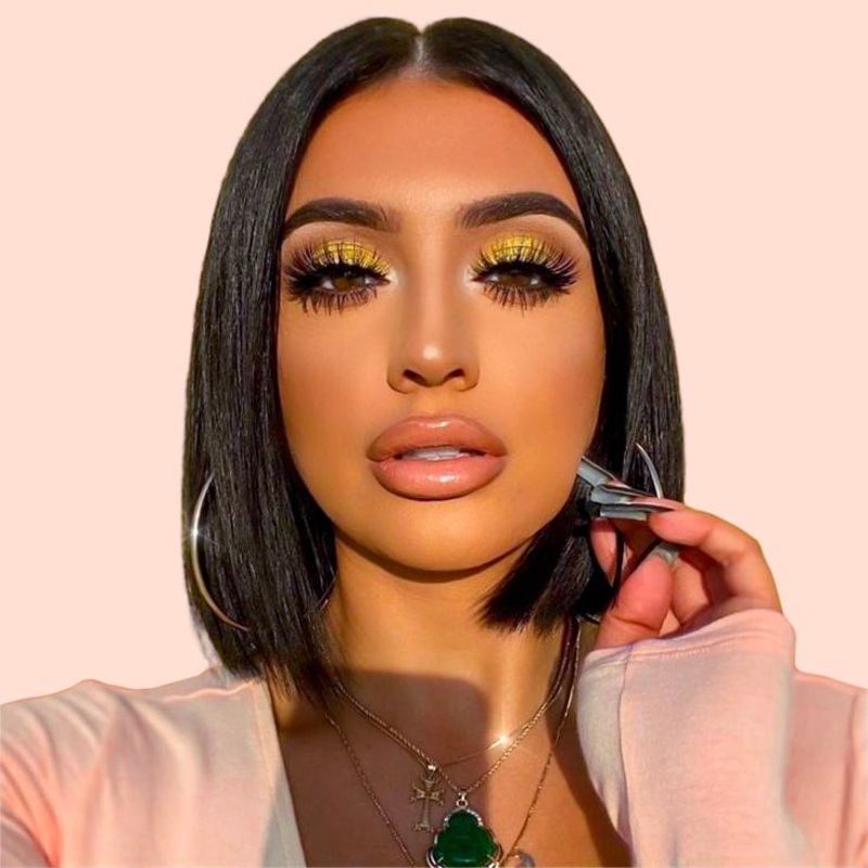 QVR Beginner Friendly Straight 5×5 Lace Closure Short Bob Wig 100% Human Hair 8” 5×5 Lace