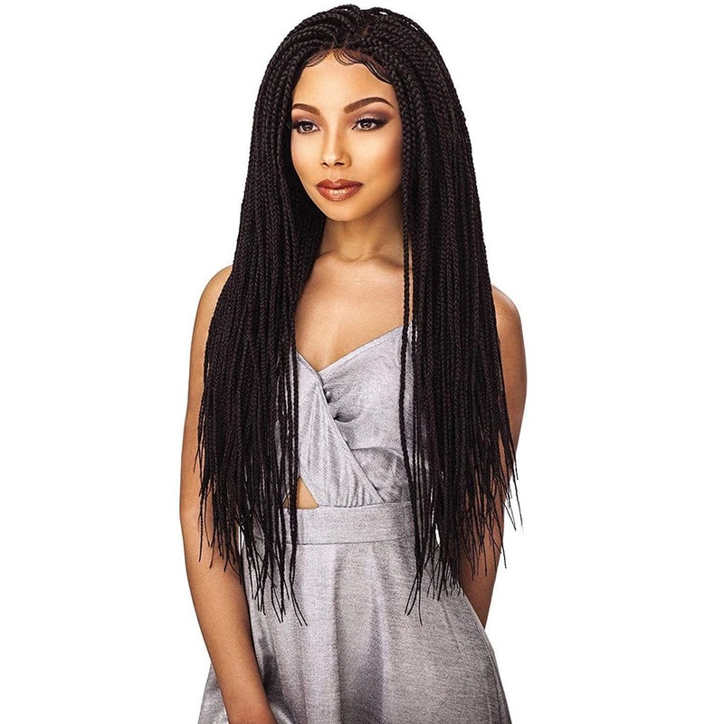 Sensationnel 4×4 Swiss Lace Braided Wig – Box Braid Small 1 JET BLACK