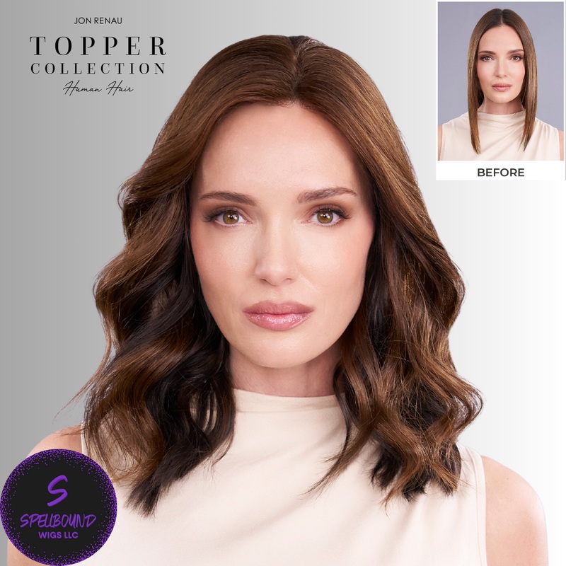 Top Form Lace 14″ Human Hair Topper – Human Hair Topper Collection by Jon Renau 1B HH – Hot Fudge
