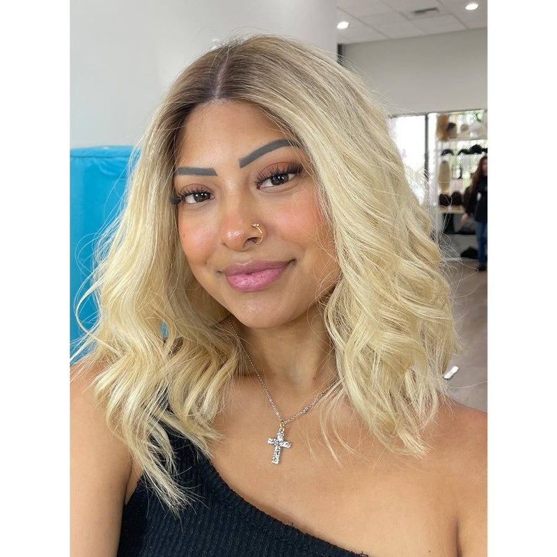 16″ Divine Lace Top Wig Platinum Blonde w/ Partial Rooting