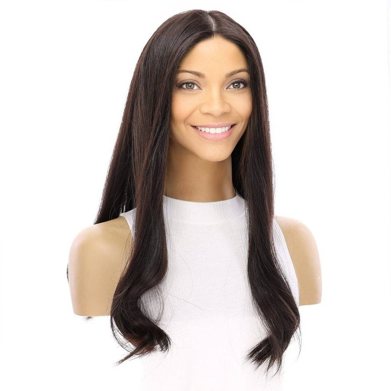 22″ Princess Silk Top Wig Soft Black Zig Zag Lace Front