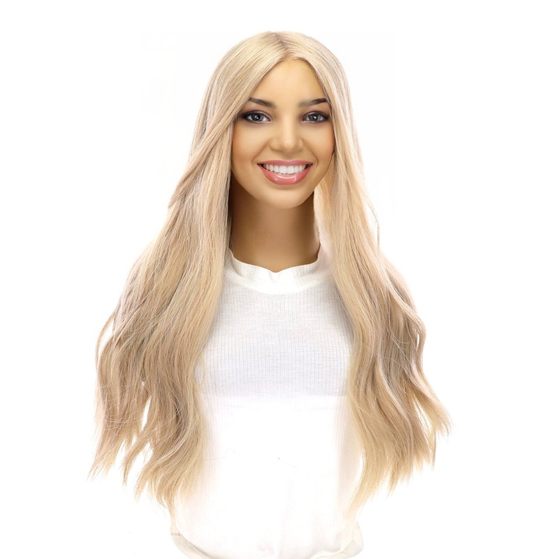 24″ Divine Lace Top Topper Beige Blonde w/ No Rooting Zig Zag Lace Front