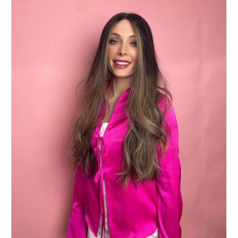 26″ Divine Luxe Lace Top Wig #2 Dark Brown w/ Balayage Color