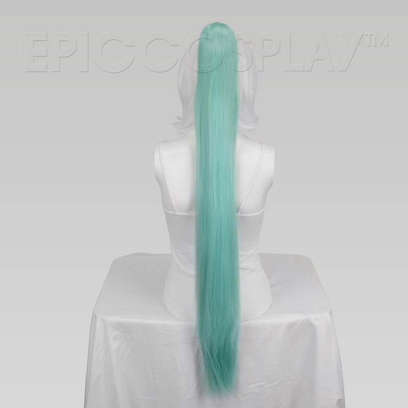 35″ Mint Green Straight Ponytail Clipon