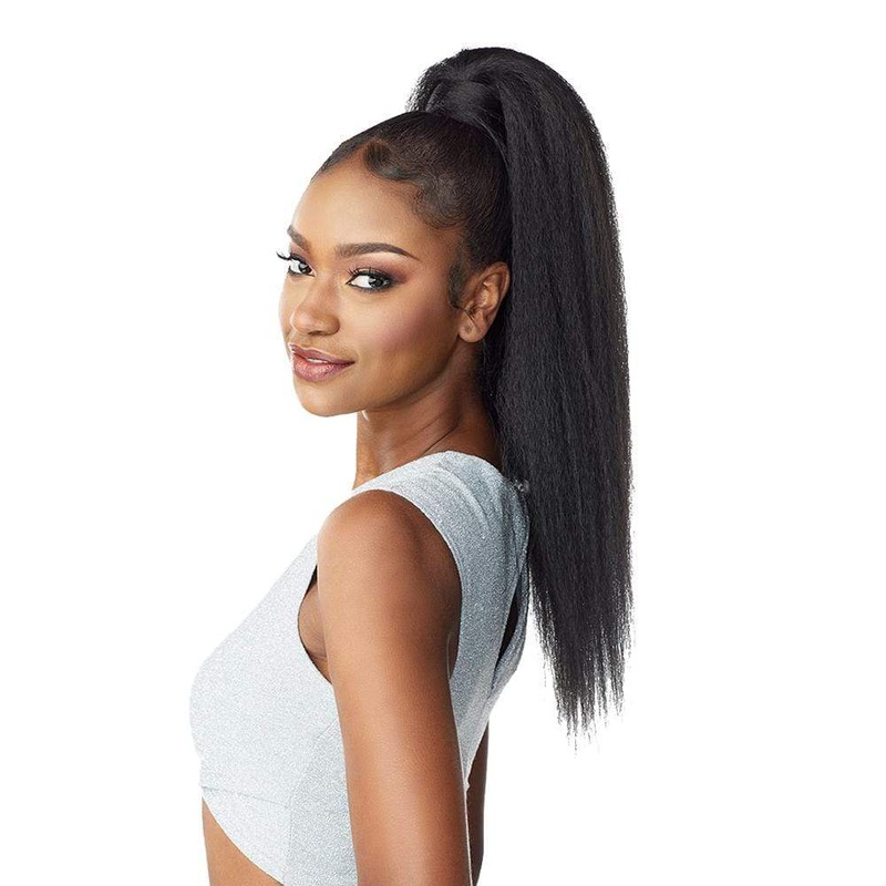 Sensationnel Instant Wrap Ponytail – Kinky Straight 24″ 1 JET BLACK