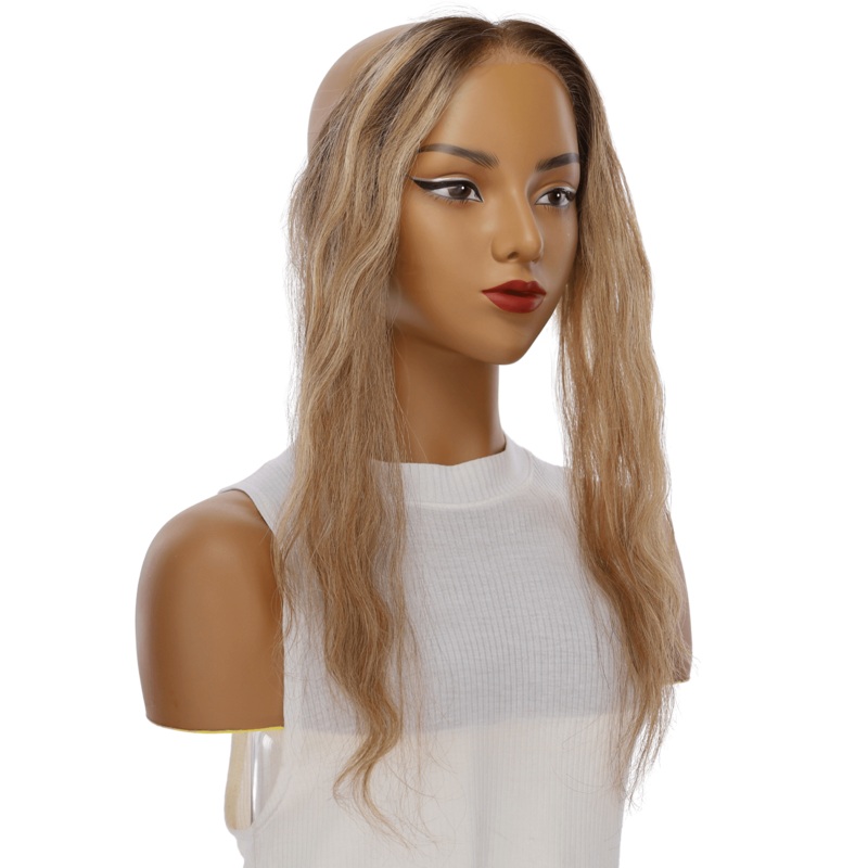 16″ Hairline Topper #Medium Blonde w/ Highlights Wavy 3 cm