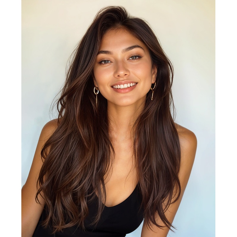 clip-in hair extensions medium brown. 14″ Classic