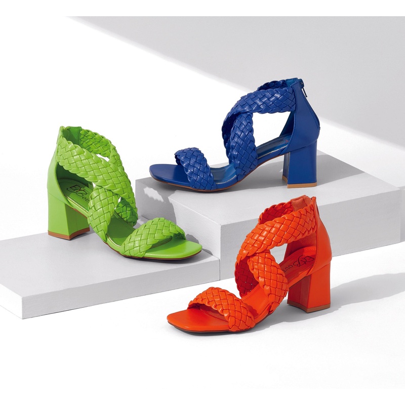 Made of Braids Strappy Sandals by EY Boutique HOT PINK 10M