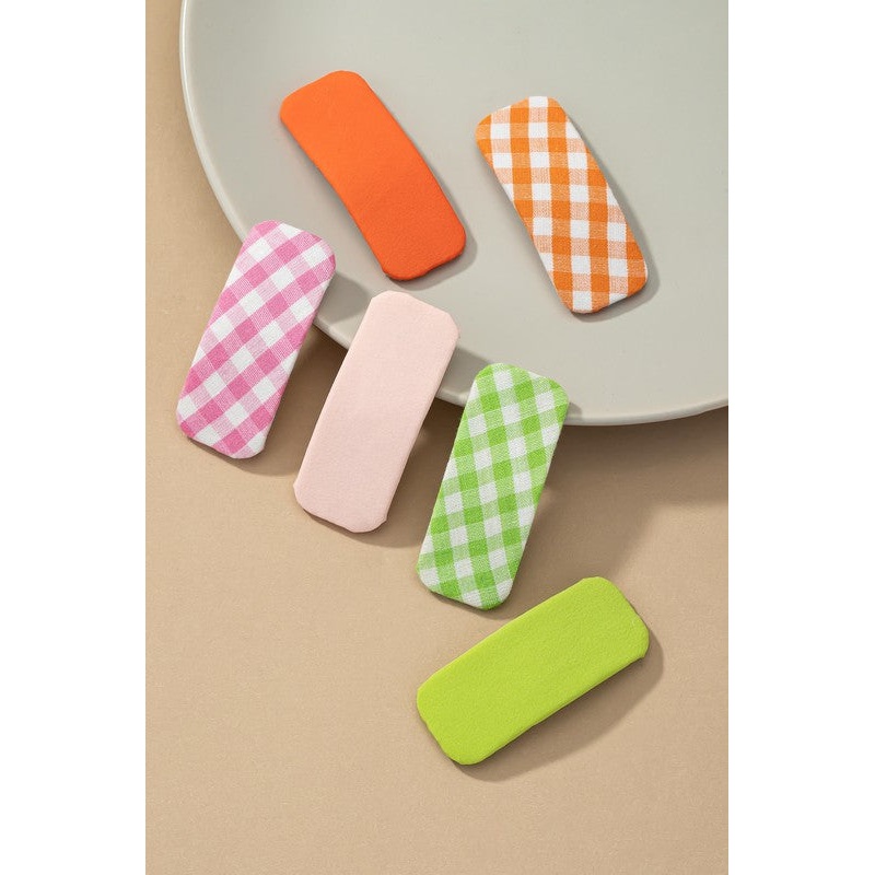 Set of 2 fabric hair snap clips Green one size
