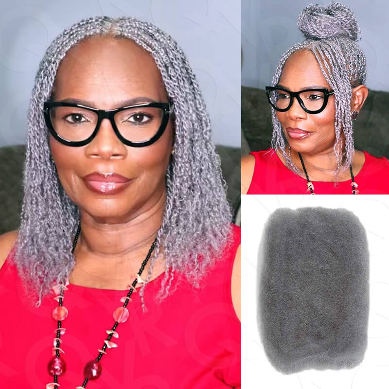SUPER DEAL|3 PACKS Grey Afro kinky Bulk SEND 1 FREE HAIR 10” Grey 14” Grey