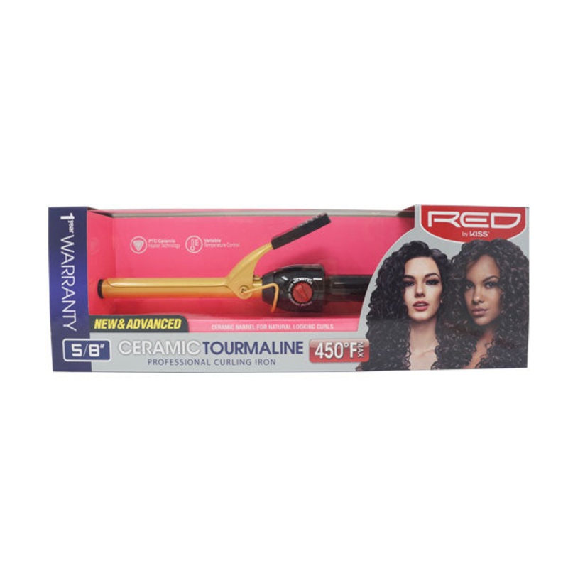 RED by Kiss Ceramic Tourmaline Professional Curling Iron 5/8″