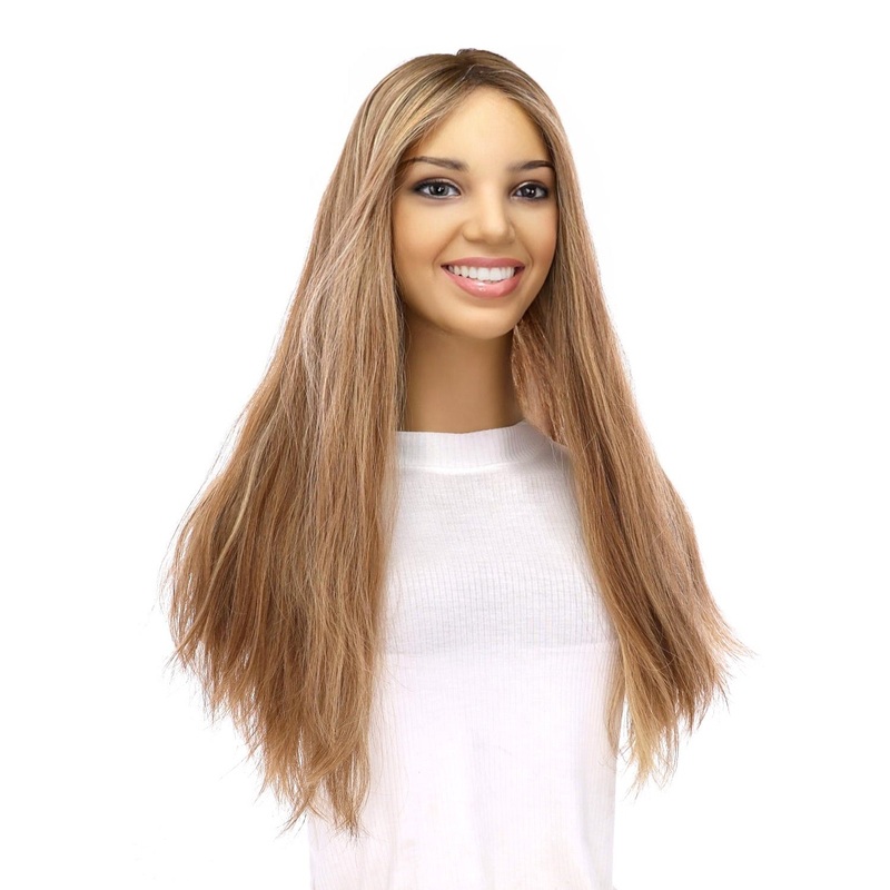 20″ Onyx Silk Top Topper Medium Blonde w/ Highlights Slightly Wavy