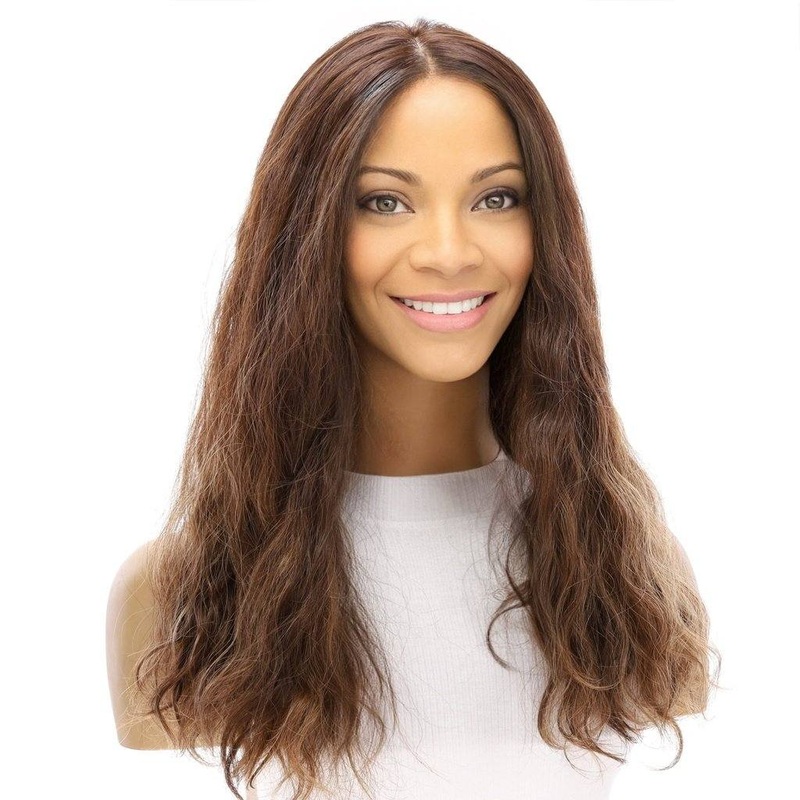 20″ Princess Silk Top Wig Medium Brown Balayage Wavy Zig Zag Lace Front