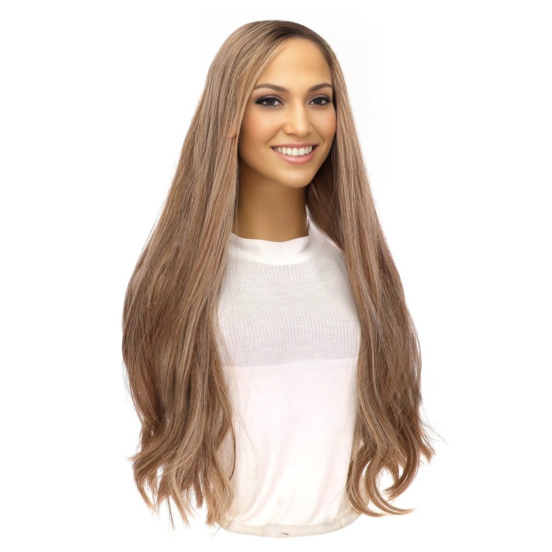 26″ Divine Lace Top Topper Ashy Blonde w/ Highlights Zig Zag Lace Front
